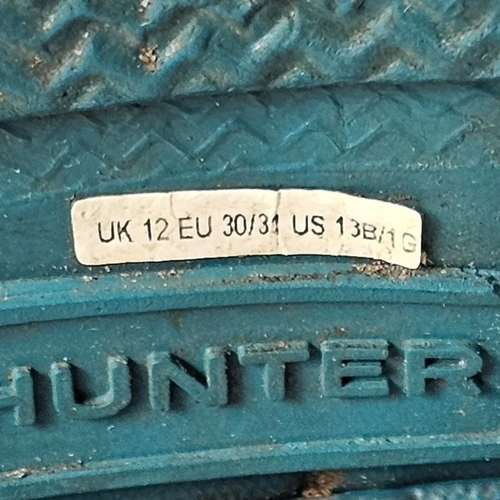 Hunter Kids Original Tall Rain Boots Teal Blue Waterproof Size 13B/1G